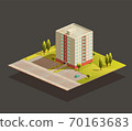 Tower Block of Flats isometric illustration 70163683