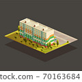 Soviet Block of Flats isometric illustration 70163684