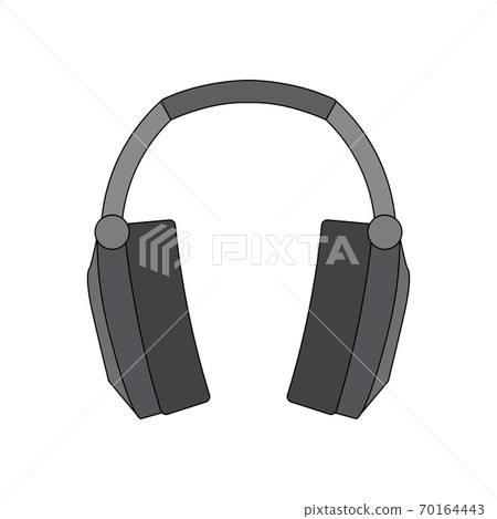 Line art illustration of grey headphones. Object separated from the background. Vector illustration Line art illustration of grey headphones. Object separated from the background. Vector illustration 70164443