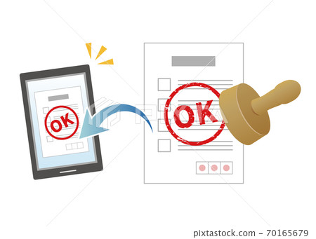 Image illustration of electronic seal approval OK (tablet terminal) Image illustration of electronic seal approval OK (tablet terminal) 70165679