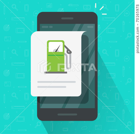 Gas petrol station info message on mobile phone smartphone screen vector flat, fuel charging using cellphone app, electronic digital online information concept, internet gasoline network system 70165978
