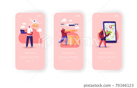 People Using Drones for Pizza Delivery Mobile App Page Onboard Screen Template. Quadcopters Bringing Food to Characters People Using Drones for Pizza Delivery Mobile App Page Onboard Screen Template. Quadcopters Bringing Food to Characters 70166123