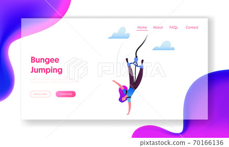 Bungee Jumping Landing Page Template. Brave Female Character Jump with Rope from Great Height. Extreme Activity, Fun Bungee Jumping Landing Page Template. Brave Female Character Jump with Rope from Great Height. Extreme Activity, Fun 70166136