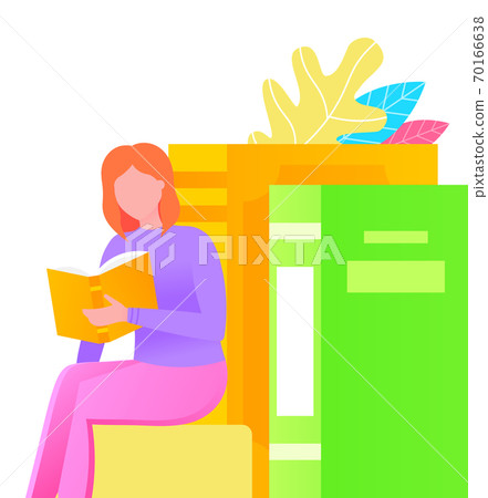 Female Character Reading Book, Student Studying 70166638