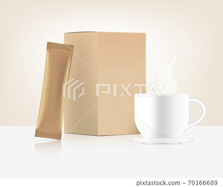 Download 3d Glossy Stick Sachet Mockup And Cup With Stock Illustration 70166689 Pixta