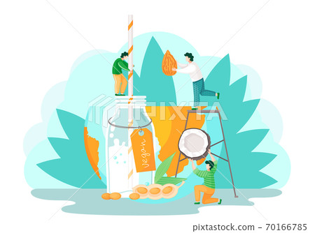 Vegetarianism principles. Healthy lifestile. Natural organic vegan milk, which is made of almond Vegetarianism principles. Healthy lifestile. Natural organic vegan milk, which is made of almond 70166785