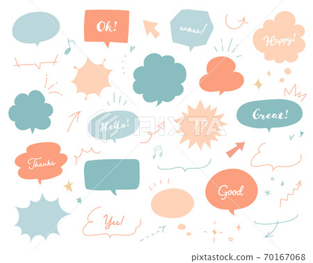 手寫氣球套裝/時尚/可愛/簡單/插圖/蓬鬆/箭頭/裝飾/裝飾/心形 70167068