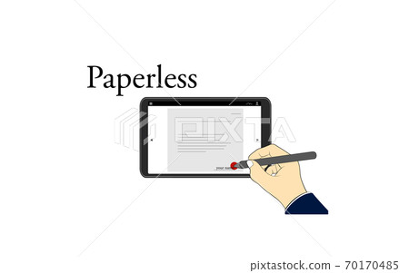 圖像插圖設置為在平板電腦終端上進行電子簽名 70170485