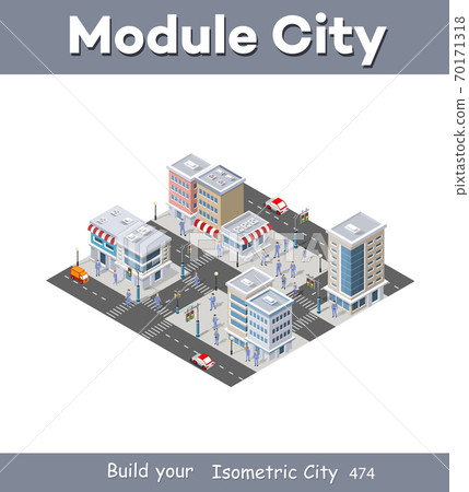 Isometric 3d module block district part of the city Isometric 3d module block district part of the city 70171318