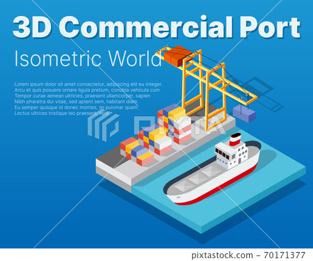 Isometric City industrial dock port with container cargo industry Isometric City industrial dock port with container cargo industry 70171377