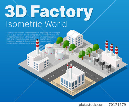 Isometric 3D city module industrial urban factory which Isometric 3D city module industrial urban factory which 70171379