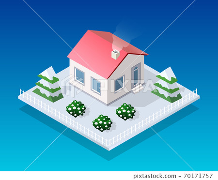 Christmas city isometric urban winter quarter in the snow 70171757