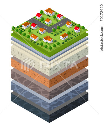 Soil Layers cross section geological green grass Soil Layers cross section geological green grass 70172660