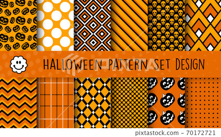 A set of Halloween patterns for business, scrapbook, decoration 70172721