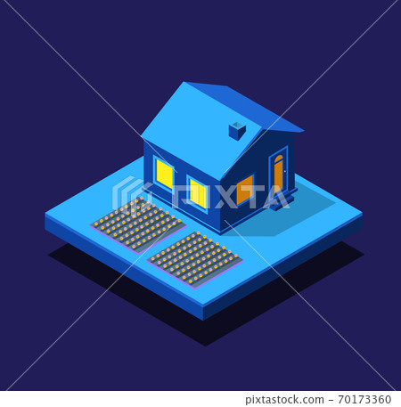 Isometric rural rustic night farm smart city 3D future neon ultraviolet module Isometric rural rustic night farm smart city 3D future neon ultraviolet module 70173360