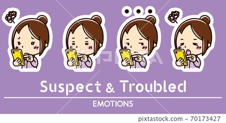 Facial expression set for smartphones and women / doubt / trouble Facial expression set for smartphones and women / doubt / trouble 70173427