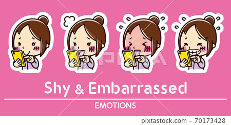 Facial expression set for smartphones and women / shy / embarrassing 70173428