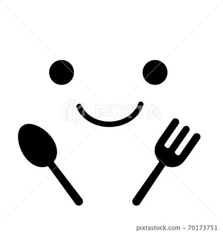 Smile icon with fork and spoon 70173751
