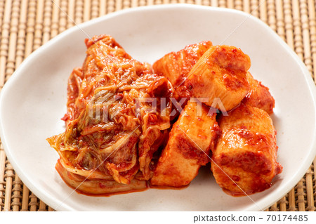 Assorted kimchi. Chinese cabbage kimchi and long kimchi. Assorted kimchi. Chinese cabbage kimchi and long kimchi. 70174485