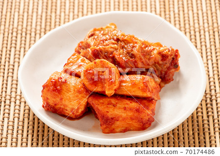 Assorted kimchi. Chinese cabbage kimchi and long kimchi. Assorted kimchi. Chinese cabbage kimchi and long kimchi. 70174486