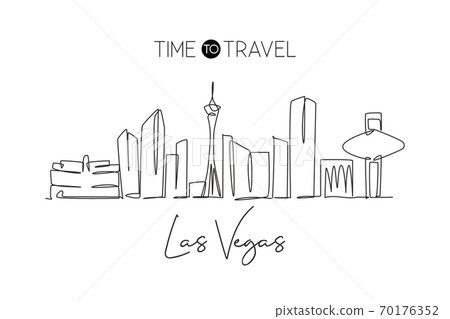 Wall Mural Las Vegas Nevada city skyline silhouette black