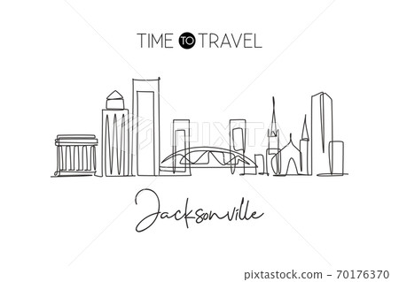 One single line drawing of Jacksonville city skyline, USA 70176370