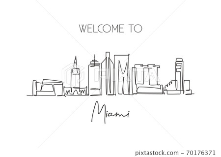 One single line drawing Miami city skyline, United States 70176371