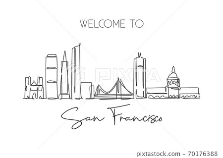 One continuous line drawing San Francisco city skyline, United States of America 70176388