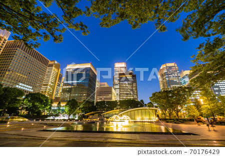 View of office buildings from Wadakura Fountain Park, Tokyo cityscape of Japan 70176429