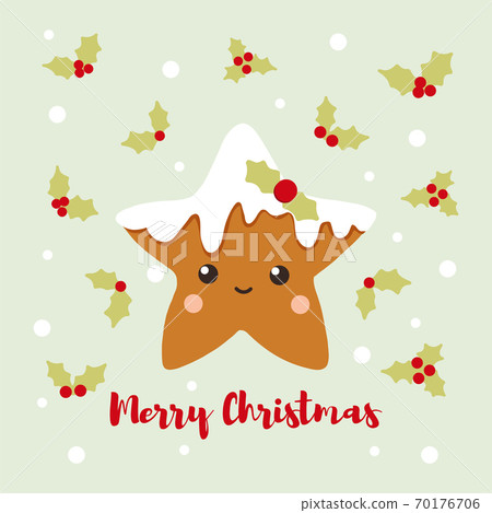 Winter card with gingerbread. Amazing holiday vector background. 70176706