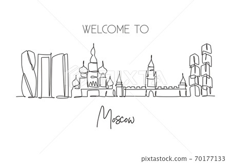 One continuous line drawing of Moscow city skyline, Russia One continuous line drawing of Moscow city skyline, Russia 70177133