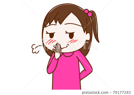 一個忍受笑聲但不停地傻笑的女孩 70177283