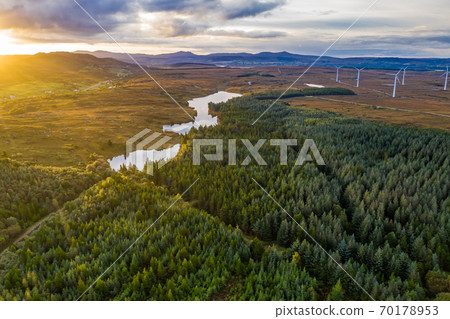 Sunrise above Maas and Lough Namanlagh in County Donegal - Ireland. Sunrise above Maas and Lough Namanlagh in County Donegal - Ireland. 70178953