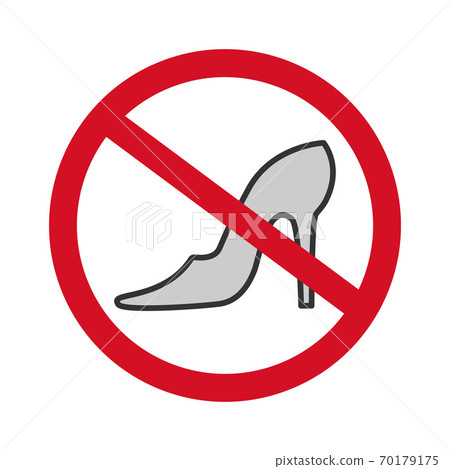 Prohibiting red sign icon of wearing high heel shoes Prohibiting red sign icon of wearing high heel shoes 70179175