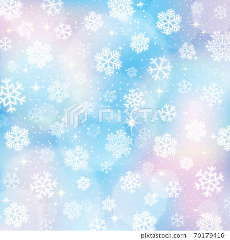 雪晶和閃閃發光的冬季圖像的背景材料 70179416