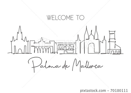 One single line drawing of Palma de Mallorca city skyline Spain One single line drawing of Palma de Mallorca city skyline Spain 70180111