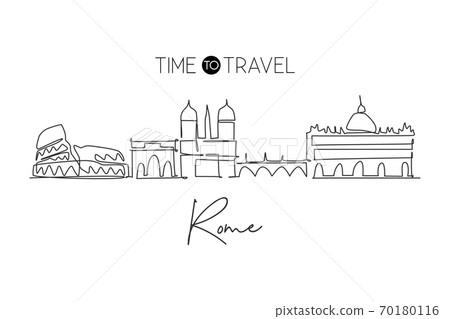 Rom Simple Line Drawing One continuous line drawing of Rome city... - Stock Illustration ...