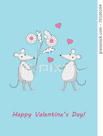 cute cartoon pair of mice in love 70180204