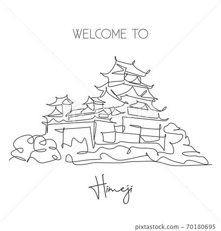 Single continuous line drawing Himeji Castle landmark Single continuous line drawing Himeji Castle landmark 70180695