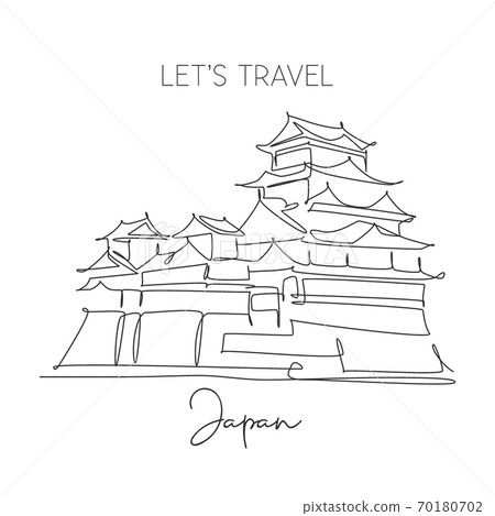 One continuous line drawing Himeji Castle landmark 70180702