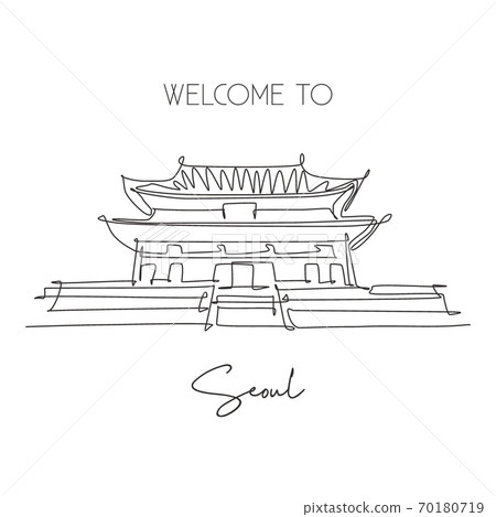 One continuous line drawing Gyeongbokgung Palace landmark One continuous line drawing Gyeongbokgung Palace landmark 70180719