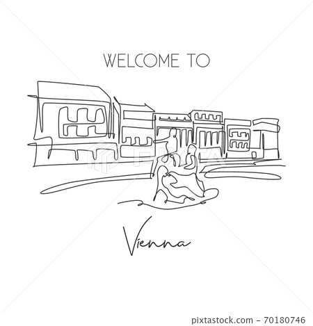 One continuous line drawing Schonbrunn Palace landmark. Historic monuments in Hietzing, Vienna One continuous line drawing Schonbrunn Palace landmark. Historic monuments in Hietzing, Vienna 70180746