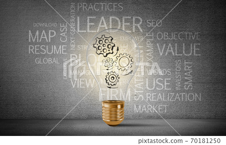 Concept of lightbulb as symbol of new idea. Concept of lightbulb as symbol of new idea. 70181250