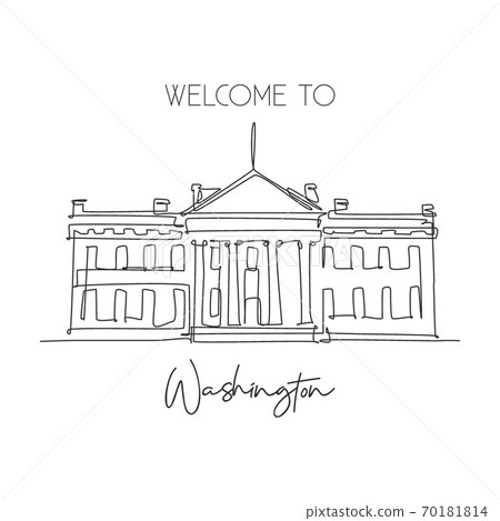 Single continuous line drawing of welcome to White House landmark 70181814