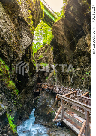 Sigmund Thun Gorge. Cascade valley of wild Kapruner Ache near Kaprun, Austria 70182127