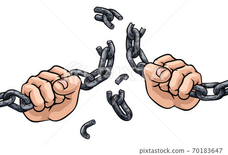 Hands Breaking Chain Links Freedom Design 70183647