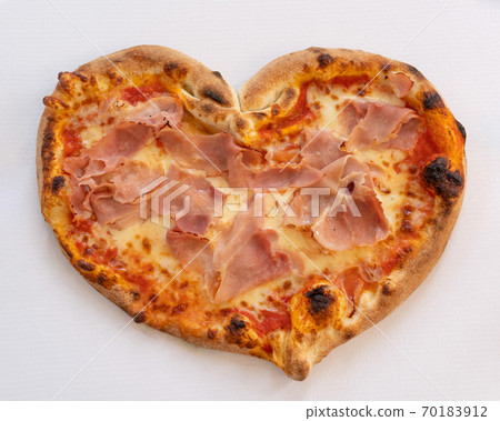 Heart shape ham pizza for Valentines Day concept 70183912
