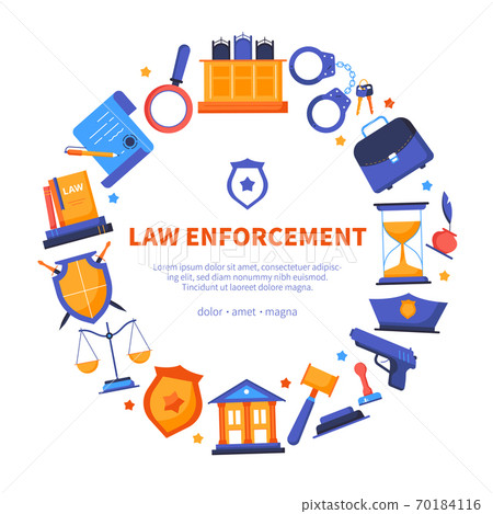 Law enforcement - vector flat design style banner Law enforcement - vector flat design style banner 70184116