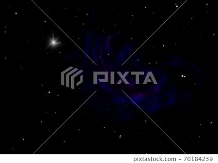 Distant flickering star array and cold cosmic nebula. 70184239