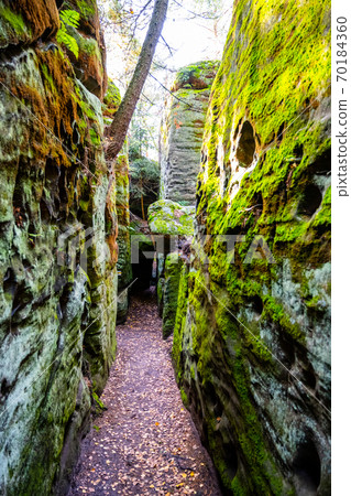 Narrow passage through sandstone gorge Narrow passage through sandstone gorge 70184360